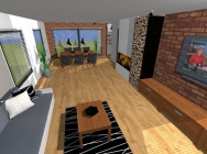 Návrh obývacího prostoru propojeného s jídelním koutem